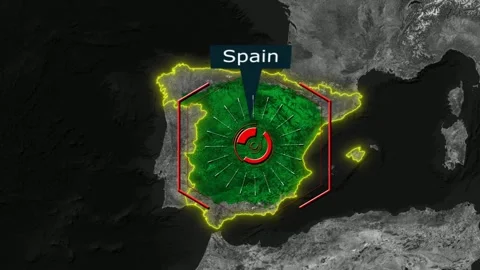 Spain Map - Cyber Attack Video stock 268811211
