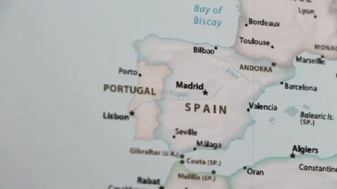Spain on a Map (with Defocus) Stock Footage 89687046