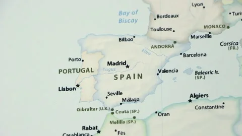 Spain on a Map Defocused Stock Footage 90441016