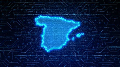 Spain Map Digital Technology Opener Video stock 335082272
