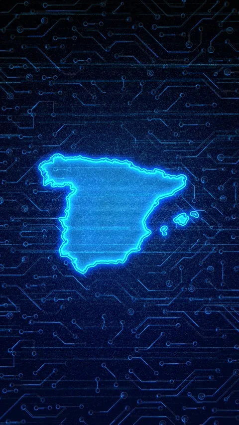 Spain Map Digital Technology Opener Stock Footage 336314512