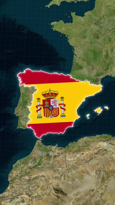 Spain Map With Flag Animation In Vertical Stock Footage 338379801