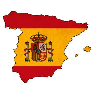 Spain map on  flag drawing ,grunge and retro flag series Stock Illustration