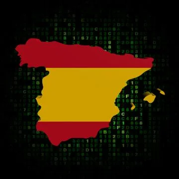Spain map flag on hex code illustration Stock Illustration
