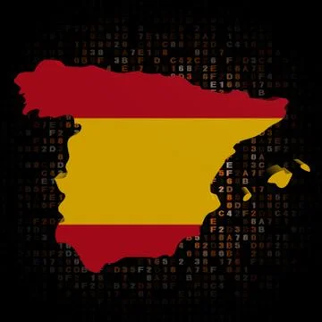 Spain map flag on hex code illustration Stock Illustration