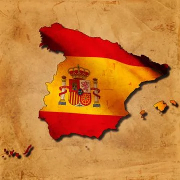 Spain map with flag Stock Illustration