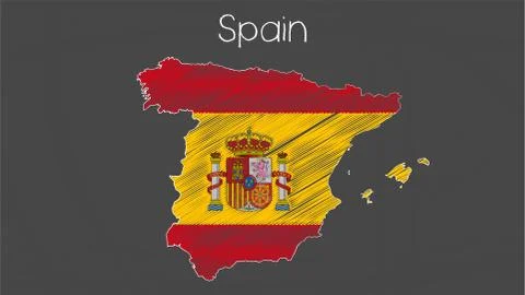 Spain map-flag illustration Stock Illustration