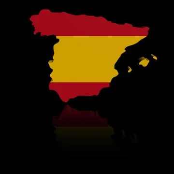 Spain map flag with reflection illustration Stock Illustration