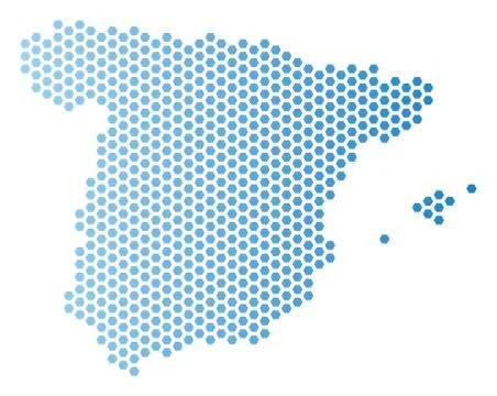Spain Map Hex Tile Scheme Ilustração Stock