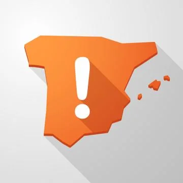 Spain map icon with an exclamation sign Illustrazione stock