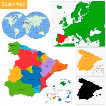 Spain map Stock Illustration