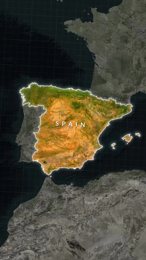 Spain Map With Loop Animation In Vertical Format Stock Footage 338374530