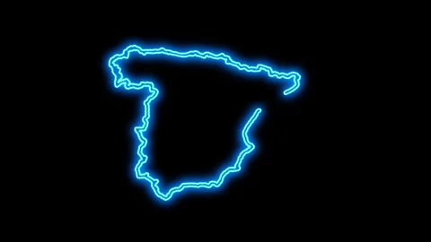 Spain Map Outline Neon Lights Stock Footage 332850651