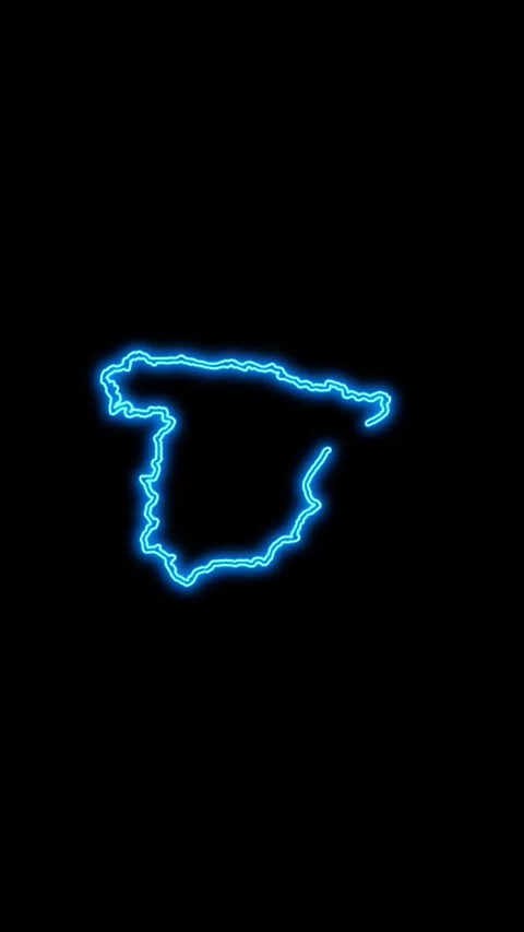 Spain Map Outline Neon Lights Stock Footage 333057467