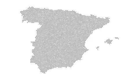 Spain map from particles, dots. Digital silhouette. Abstract animation back.. Stock Footage 261450334