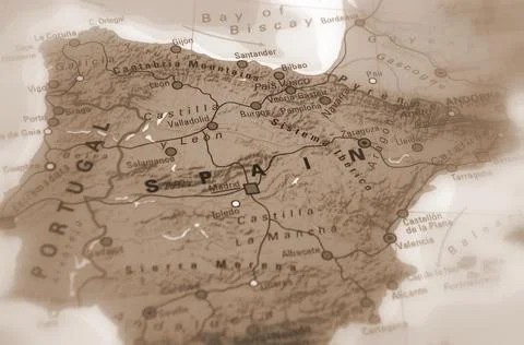 Spain on a map Stock Photos