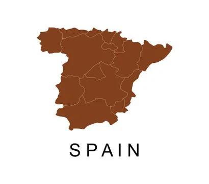 Spain map with regions on white background Stock Illustration