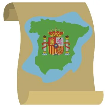 Spain Map Scroll Stock Illustration
