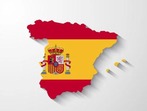 Spain map with shadow effect Stock Illustration