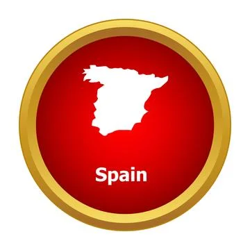 Spain map silhouette button icon for geography travel Stock Illustration