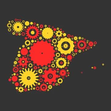 Spain map silhouette mosaic of cogs and gears Stock Illustration