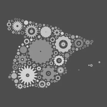 Spain map silhouette mosaic of cogs and gears Stock Illustration