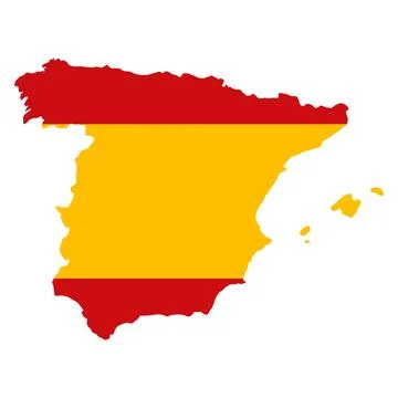 Spain map symbol flag shape, travel web flat concept icon vector illustration Stock Illustration