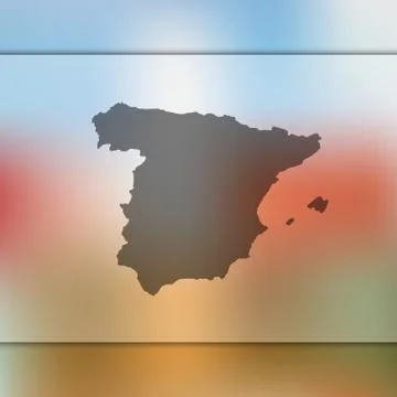 Spain map. Vector silhouette of Spain. Blurred background Stock Illustration