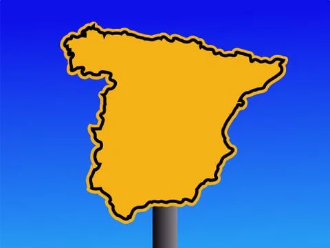 Spain map warning sign Illustrazione stock