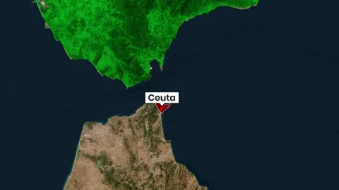 Spain Map Zooming In Highlighting Ceuta Autonomous City Location Stock Footage 342386247