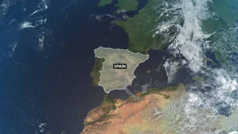 Spain map, zooming in from the space through a 4K photo real animated globe Stock Footage 233960514