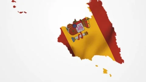 Spain Maps Flag Rotation Stock Footage 197071697
