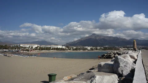 Spain Marbella Beach view from Spit Timelapse Stock Footage 33527952