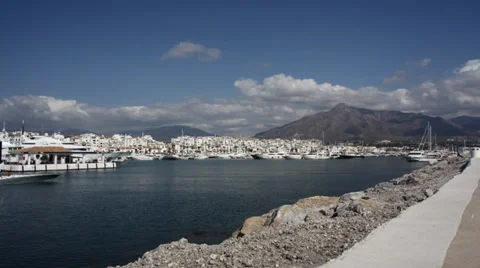 Spain Marbella Marina Timelapse Clouds Stock Footage 33527983