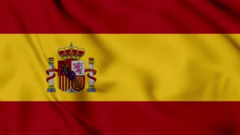 Spain national flag waving full screen animated background Stock Footage 314841798