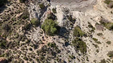 Spain Nerja, birdview drone shot, dessert hills and ocean Stock Footage 302919816