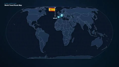 Spain To Netherlands Flight Route - Western Europe Map Graphic Stock Footage 346332003