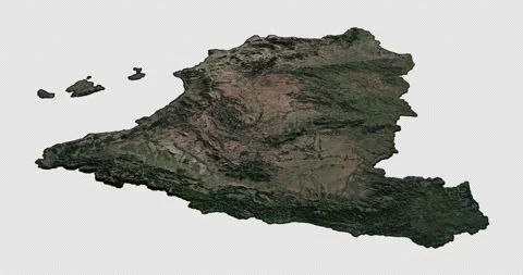 Spain north to south map with 3d relief 4K satellite ground height Stock Footage 219853302