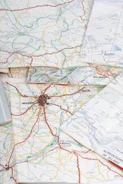 Spain old road maps Stock Photos