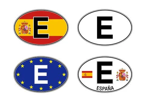 Spain, oval international vehicle code sticker イラスト素材