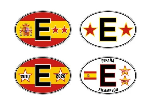 Spain  oval international vehicle registration car sticker with two stars Stock Illustration