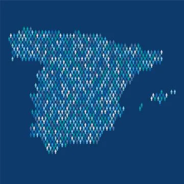Spain population infographic. Map made from stick figure people Ilustração Stock