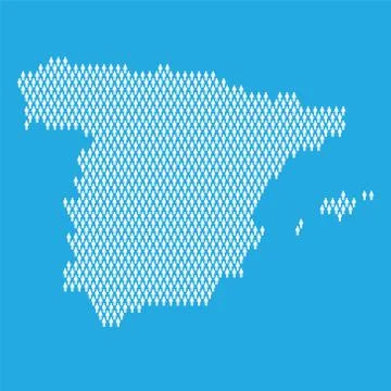 Spain population. Statistic map made from stick figure people Stock Illustration