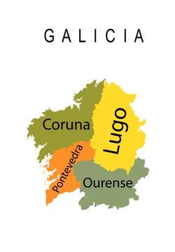 Spain province Galicia vector map silhouette illustration イラスト素材