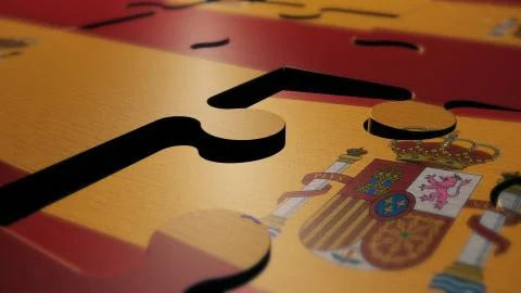 Spain puzzle flag 3d render Stock Illustration