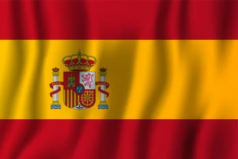 Spain realistic waving flag vector illustration. National country background  イラスト素材