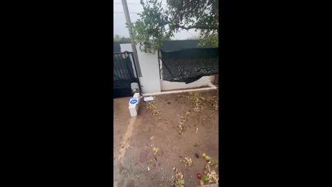 Spain: Record rainfall triggers red alert flooding in Ibiza in Ibiza, Spa... Stock Footage 320915120