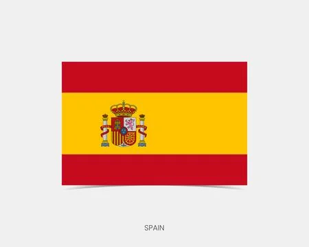 Spain Rectangle flag icon with shadow. Stock Illustration