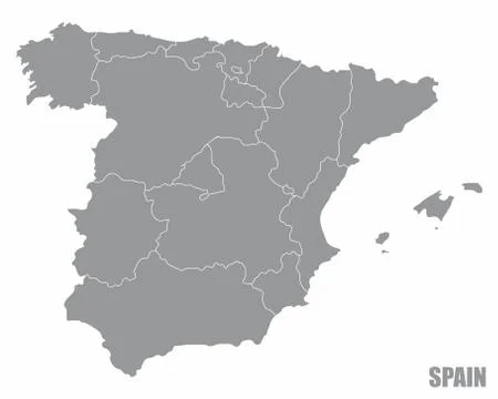 Spain regions map Stock Illustration