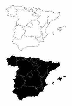 Spain regions maps Stock Illustration